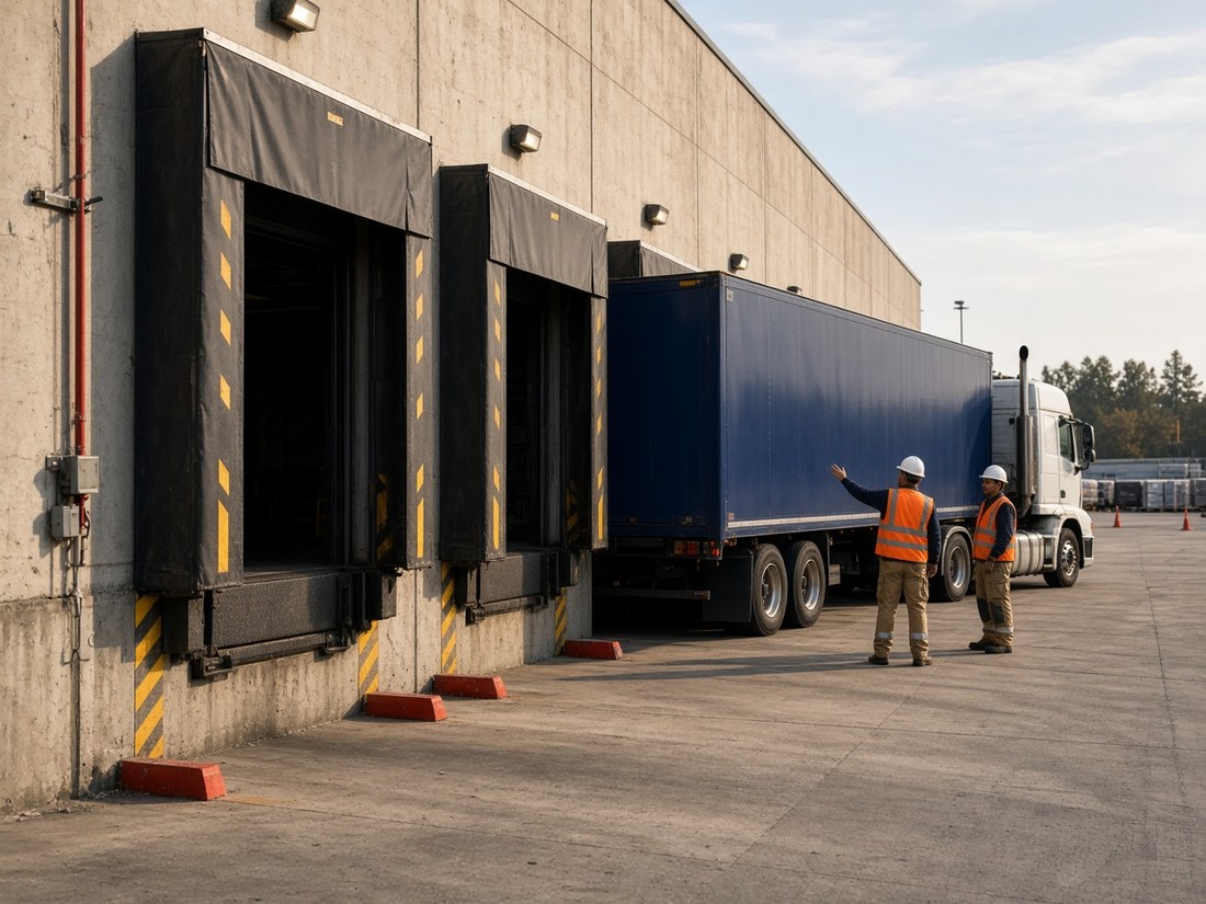 Freight team coordinating a trailer at a transportation terminal